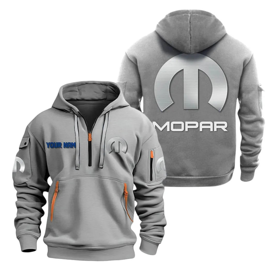 Mopar Half Zip Hoodie For Men, Gift For Mopar Lovers CAR20022125748 - Gray