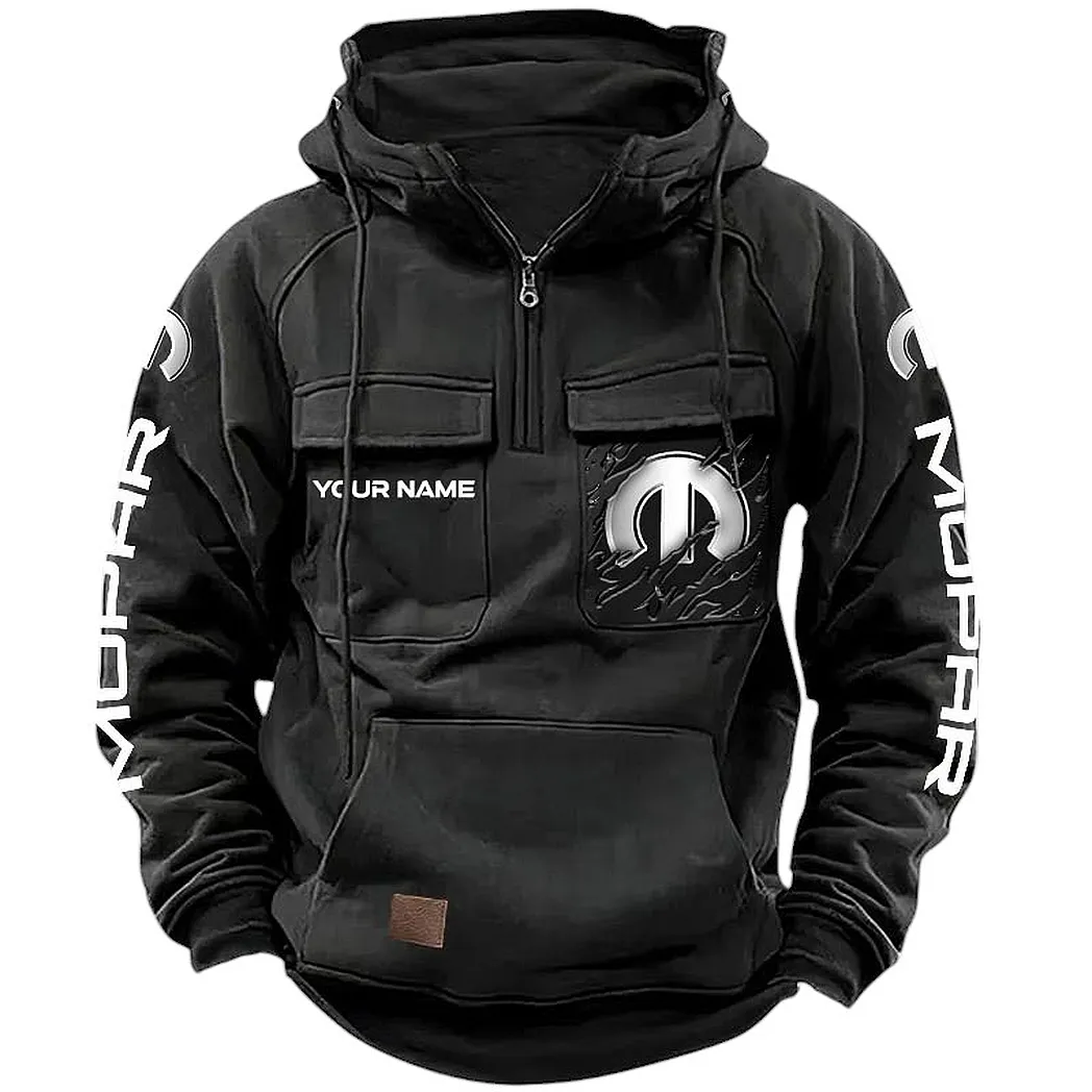 Mopar Hoodie Tactical Quarter Zip, Gift For Mopar Lovers CAR164022425175 - Black