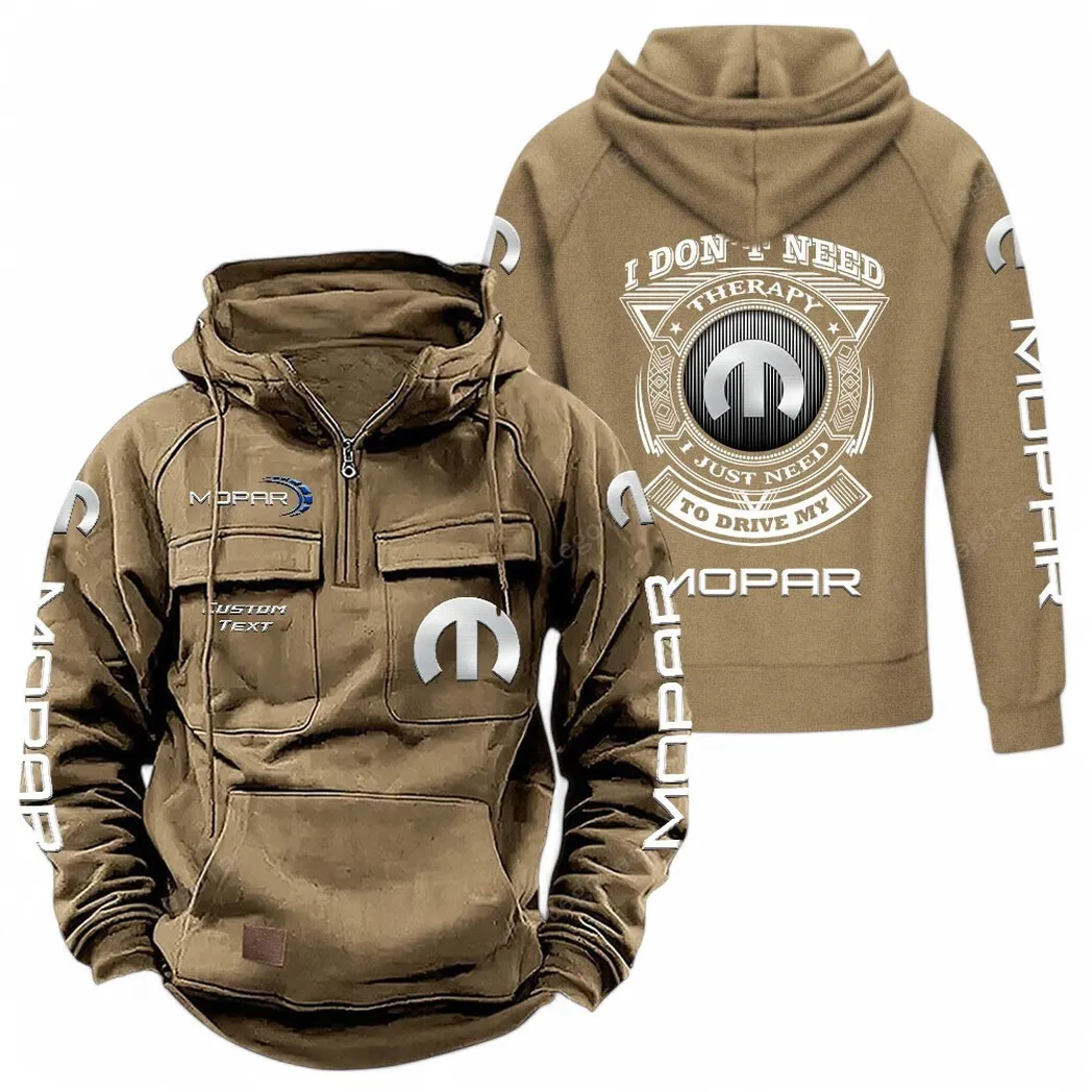 Mopar Tactical Quarter Zip Hoodie CAR106021525061, Gifts For Men, Him, Husband, Boyfriend - Khaki