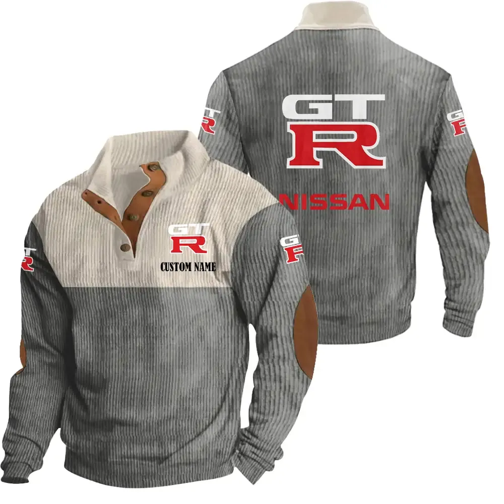Nissan gtr Stand Up Collar Base Shirt CAR20012134, CAR All Over Print Stand Up Collar Base Shirt - Grey