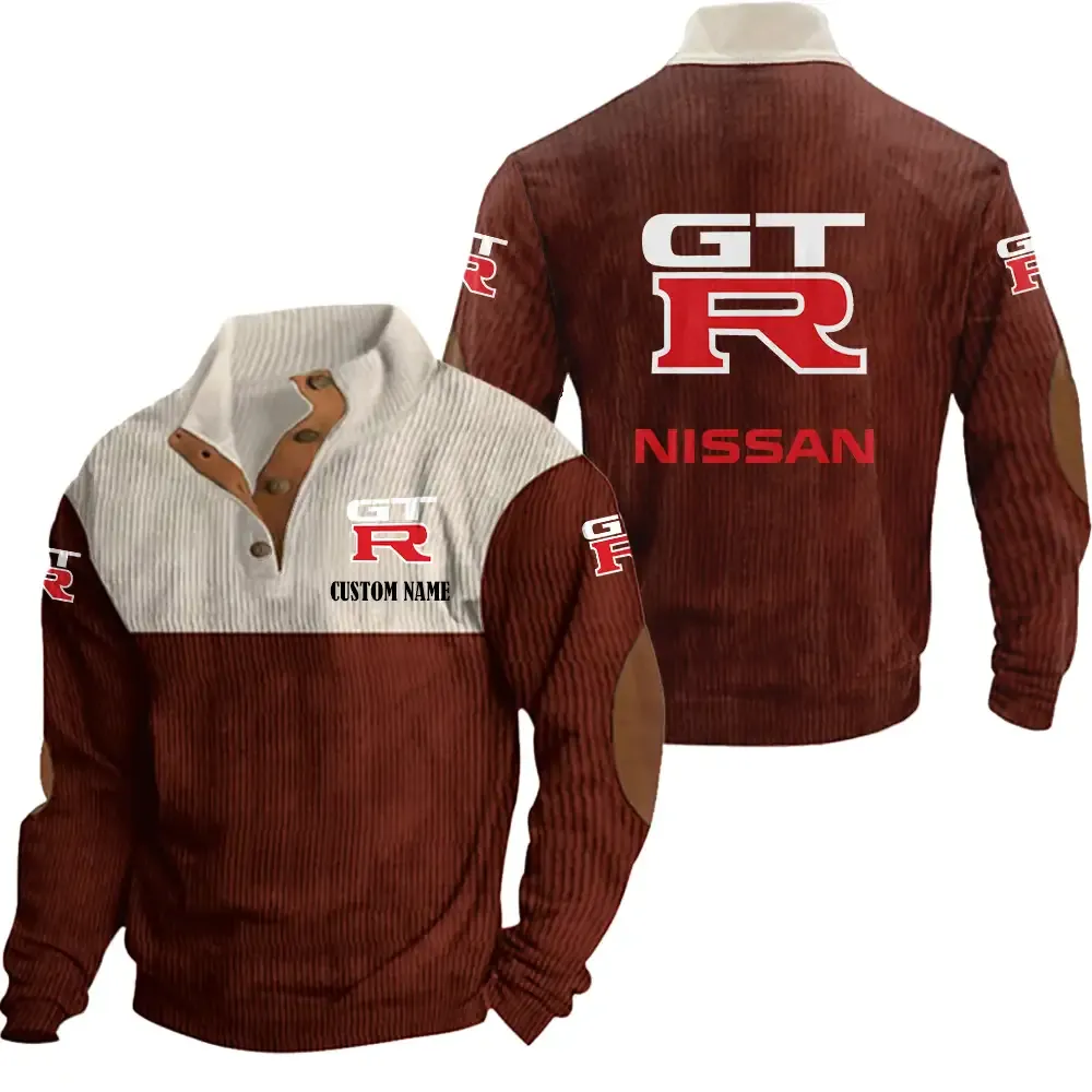 Nissan gtr Stand Up Collar Base Shirt CAR20012134, CAR All Over Print Stand Up Collar Base Shirt - Red