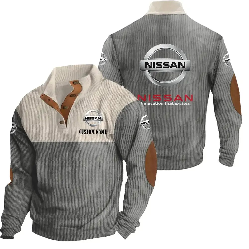 Nissan Stand Up Collar Base Shirt CAR20012135, CAR All Over Print Stand Up Collar Base Shirt - Grey