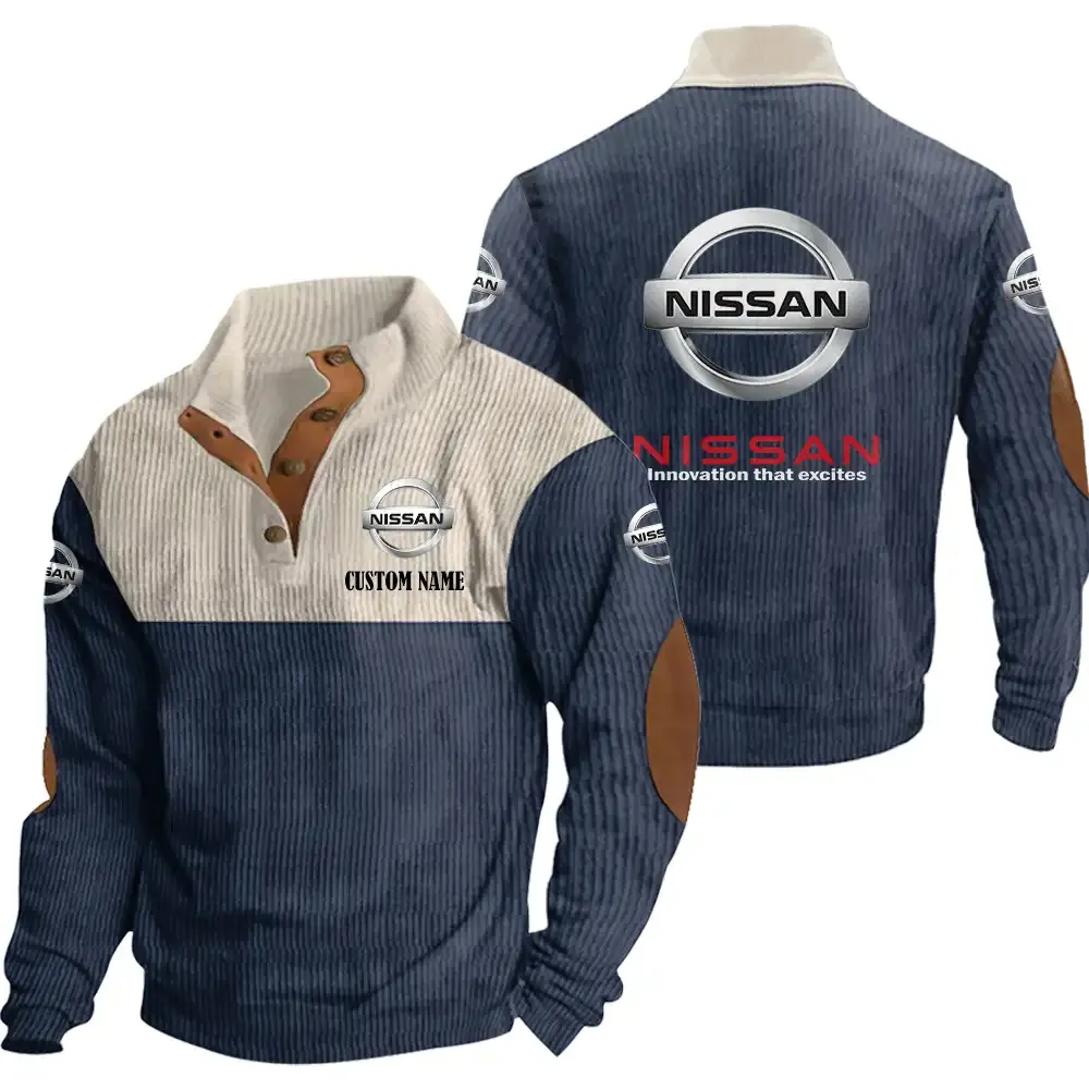 Nissan Stand Up Collar Base Shirt CAR20012135, CAR All Over Print Stand Up Collar Base Shirt - Navy Blue