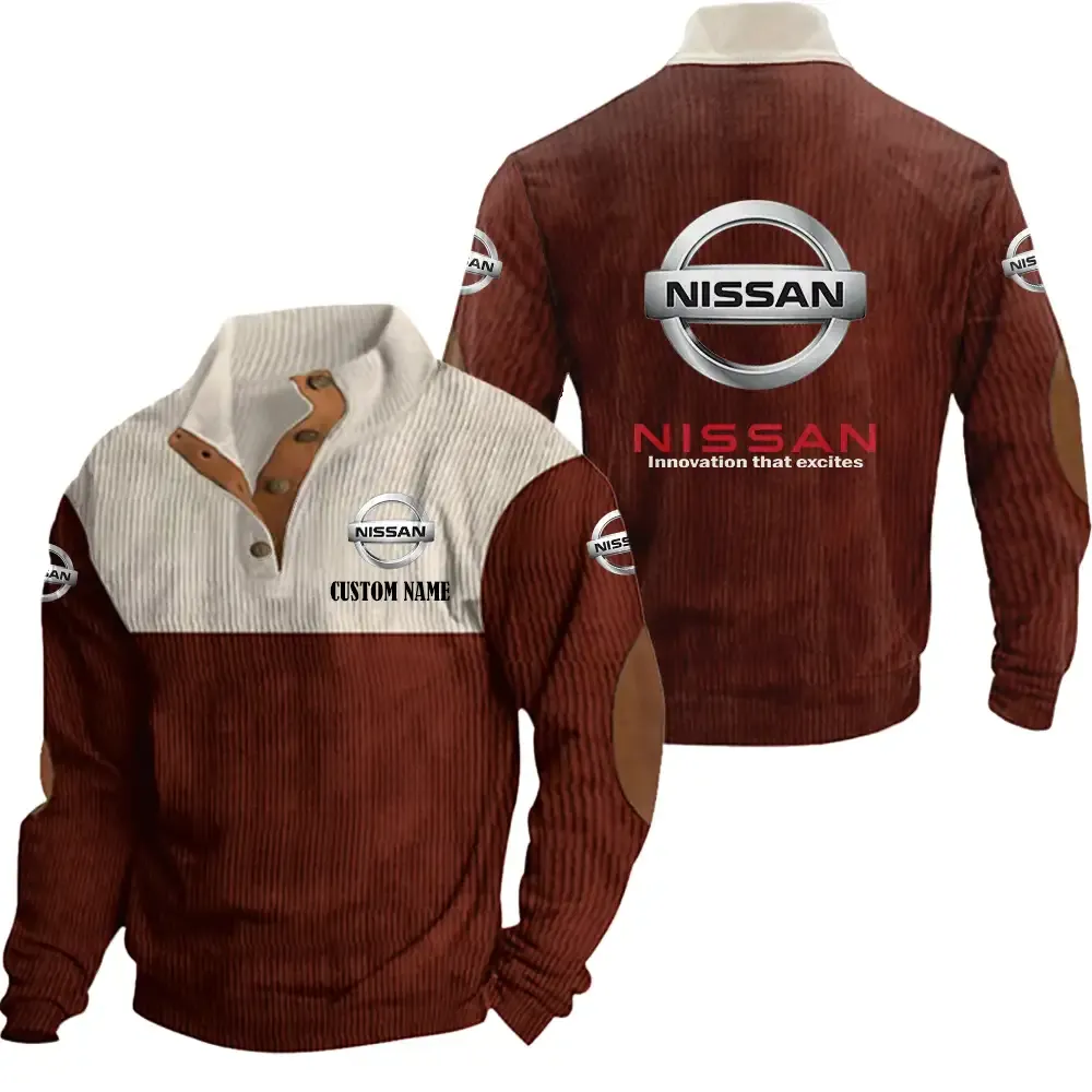 Nissan Stand Up Collar Base Shirt CAR20012135, CAR All Over Print Stand Up Collar Base Shirt - Red