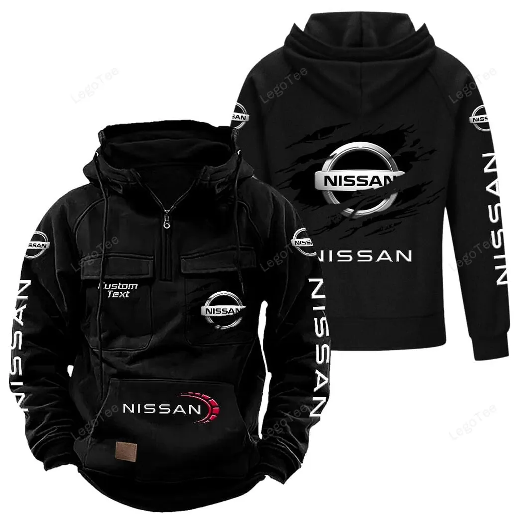 Nissan Tactical Quarter Zip Hoodie, Gift For Nissan Lovers, Gift For Him, Husband, Boyfriend - Black CAR122021425030-2