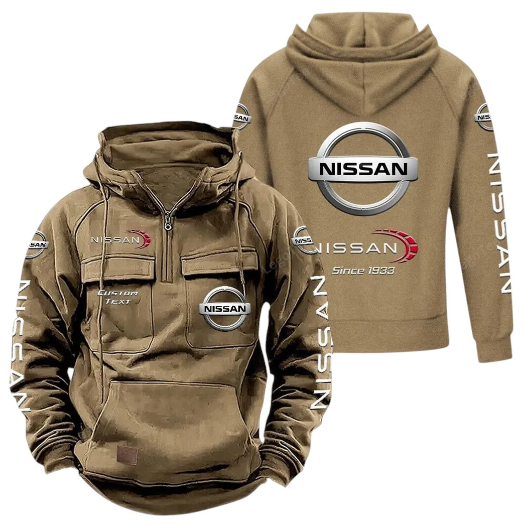Nissan Tactical Quarter Zip Hoodie, Gift For Nissan Lovers, Gift For Him, Husband, Boyfriend - Khaki CAR96021425699-4