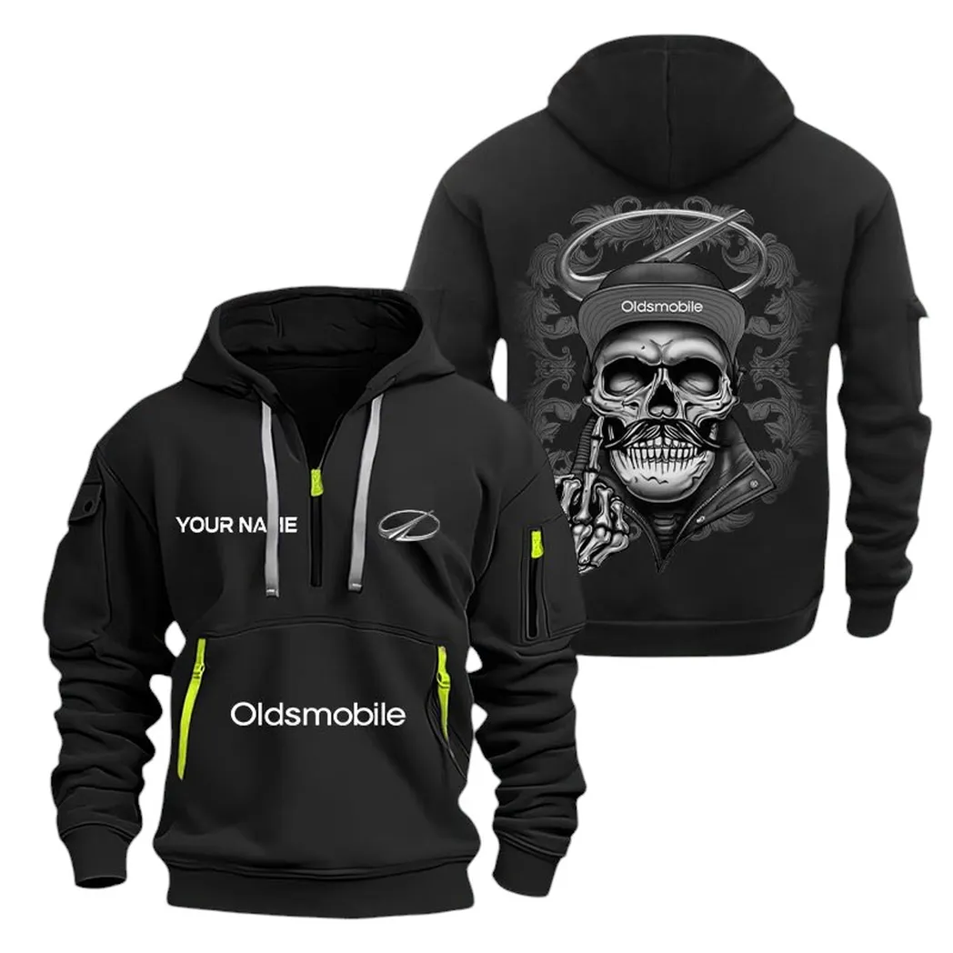 Oldsmobile Half Zip Hoodie For Men, Gift For Oldsmobile Fan CAR166022625153 - Black