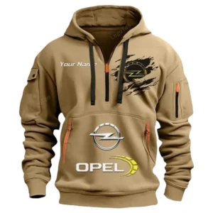 Opel Half Zip Hoodie CAR113021425846, Best Gift for Him, Husband, Boyfriend - Khaki