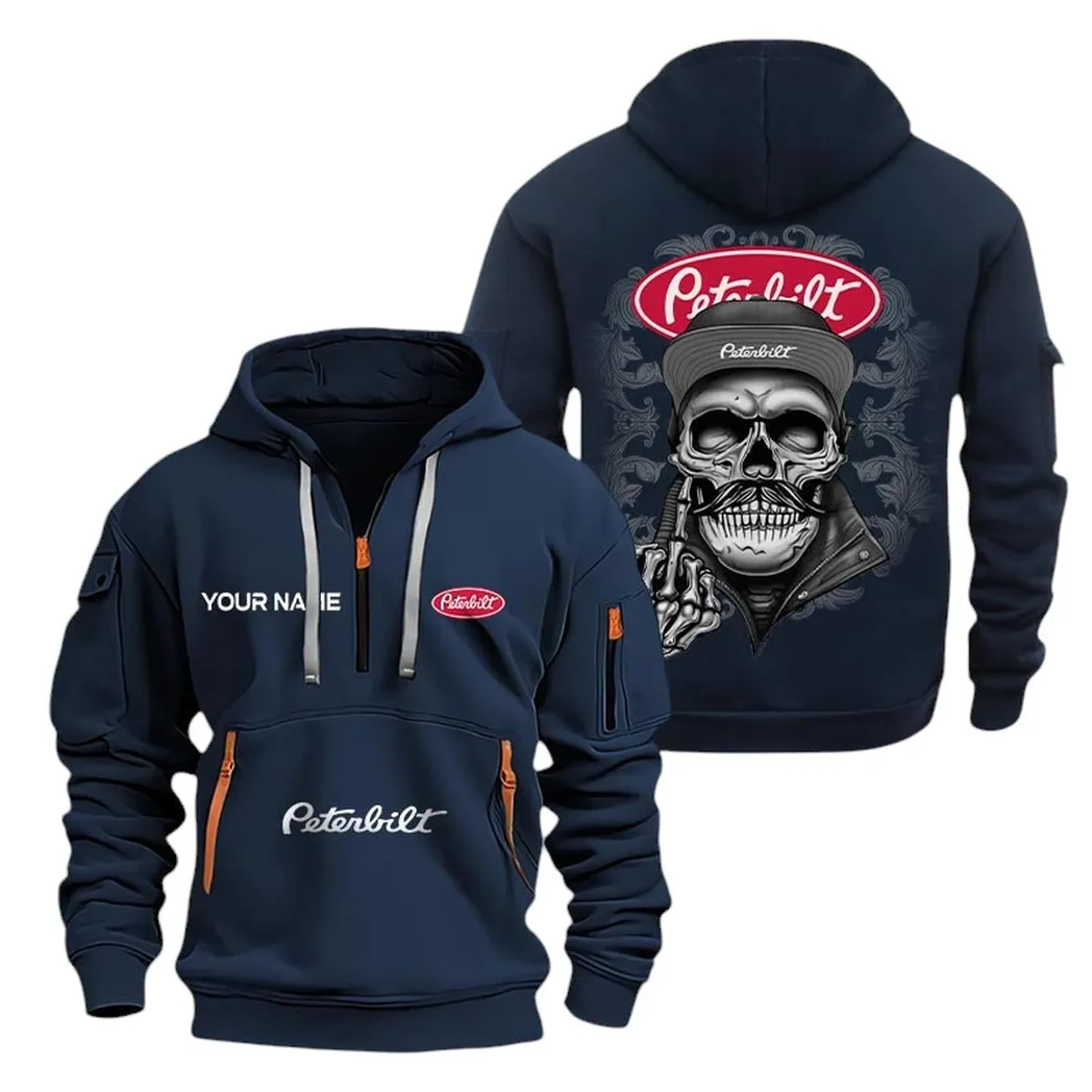 Peterbilt Half Zip Hoodie For Men, Gift For Peterbilt Fan CAR166022625217 - Navy
