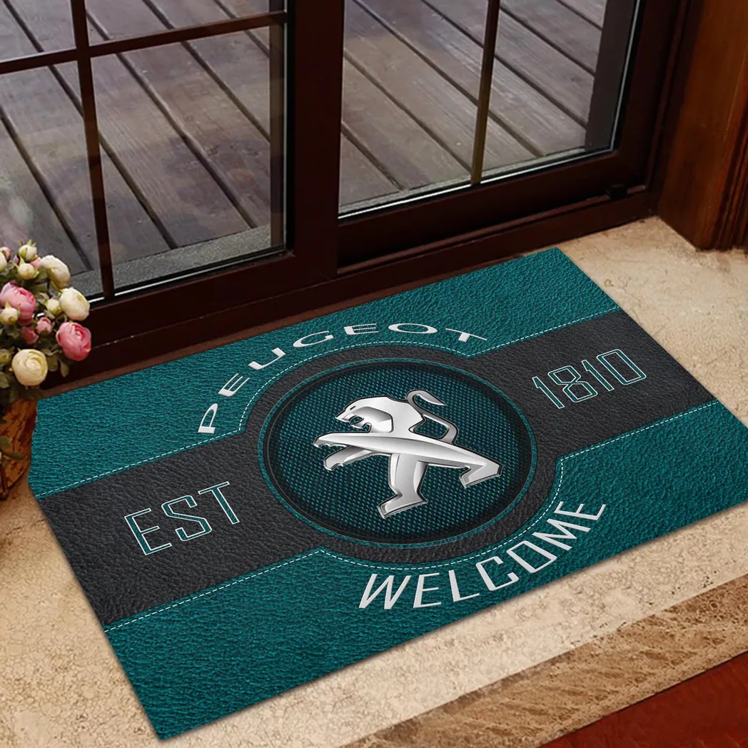 Peugeot Doormat, Gift For Peugeot Lovers, Gift For Him, Husband, Boyfriend CAR16902262550 - Cyan
