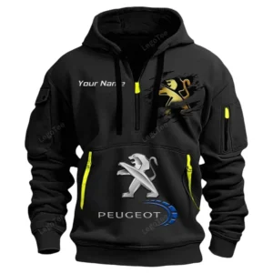 Peugeot Half Zip Hoodie CAR113021425789, Best Gift for Him, Husband, Boyfriend - Black