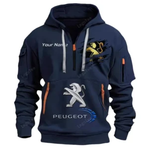 Peugeot Half Zip Hoodie CAR113021425789, Best Gift for Him, Husband, Boyfriend - Navy