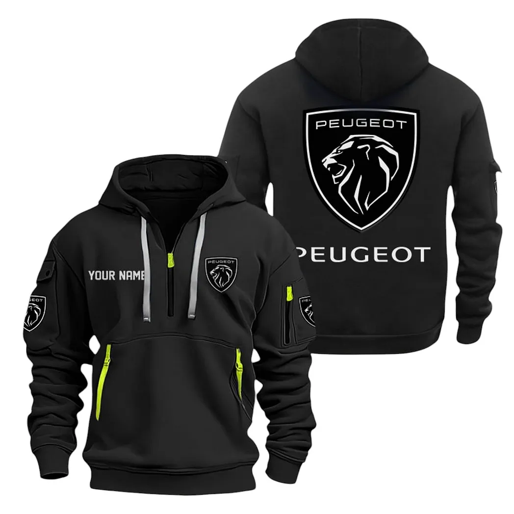 Peugeot Half Zip Hoodie For Men, Gift For Peugeot Lovers CAR20022125695 - Black