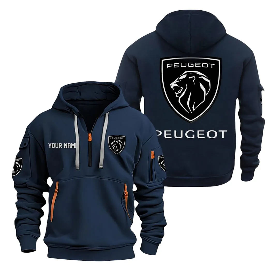 Peugeot Half Zip Hoodie For Men, Gift For Peugeot Lovers CAR20022125695 - Navy