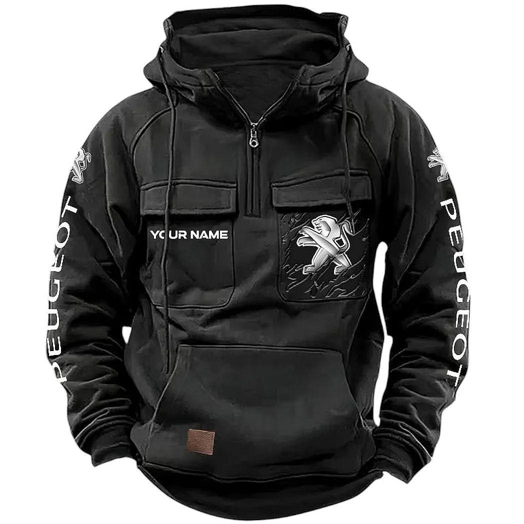 Peugeot Hoodie Tactical Quarter Zip, Gift For Peugeot Lovers CAR164022425157 - Black