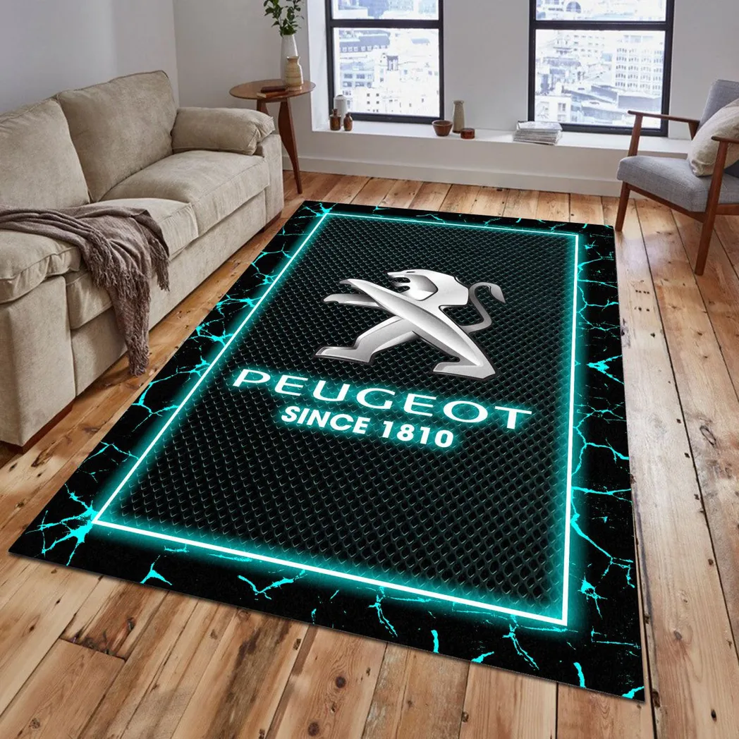 Peugeot Rug, Gift For Peugeot Lovers, Gift For Him, Husband, Boyfriend CAR5202192564 - Cyan