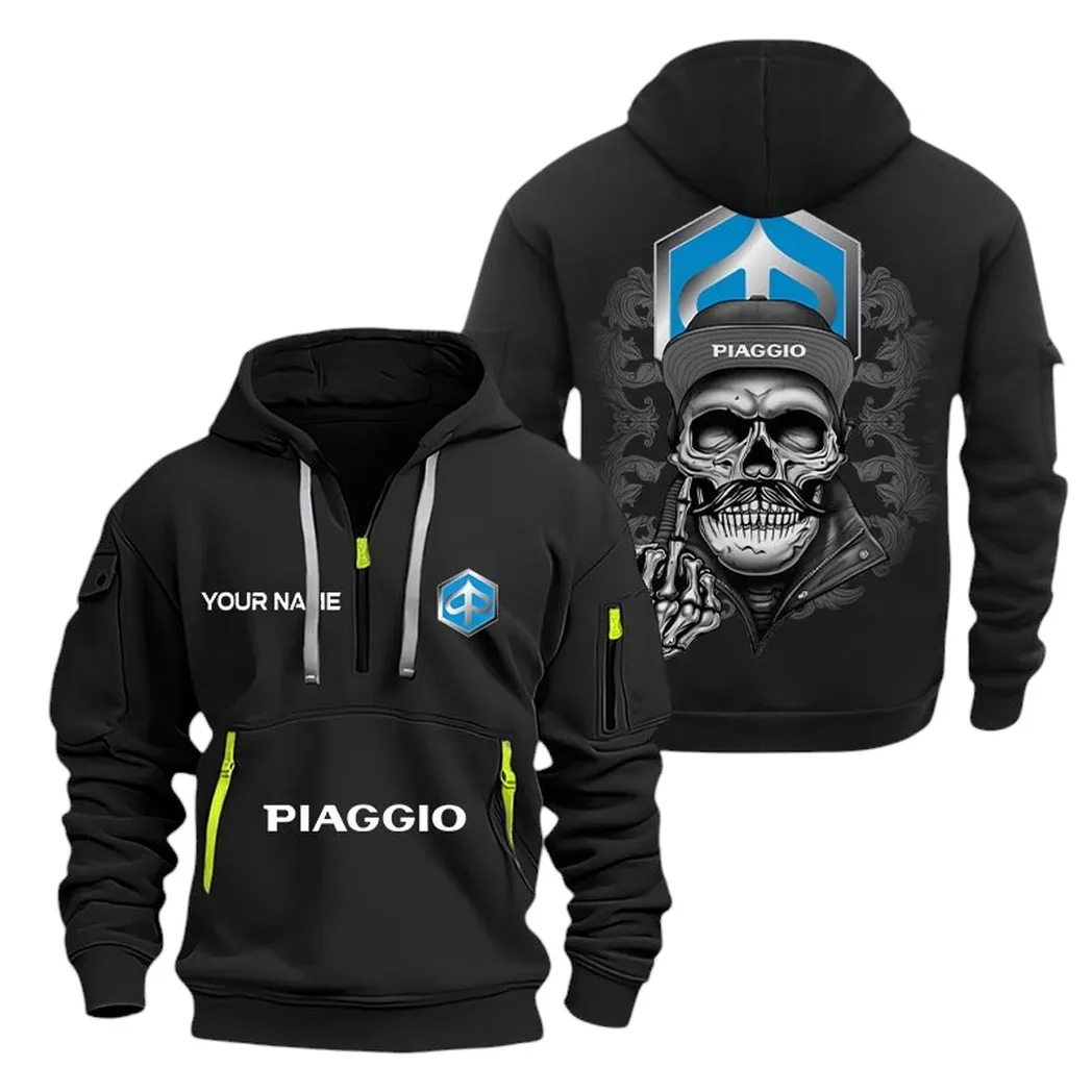 Piaggio Half Zip Hoodie For Men, Gift For Piaggio Fan CAR166022625204 - Black