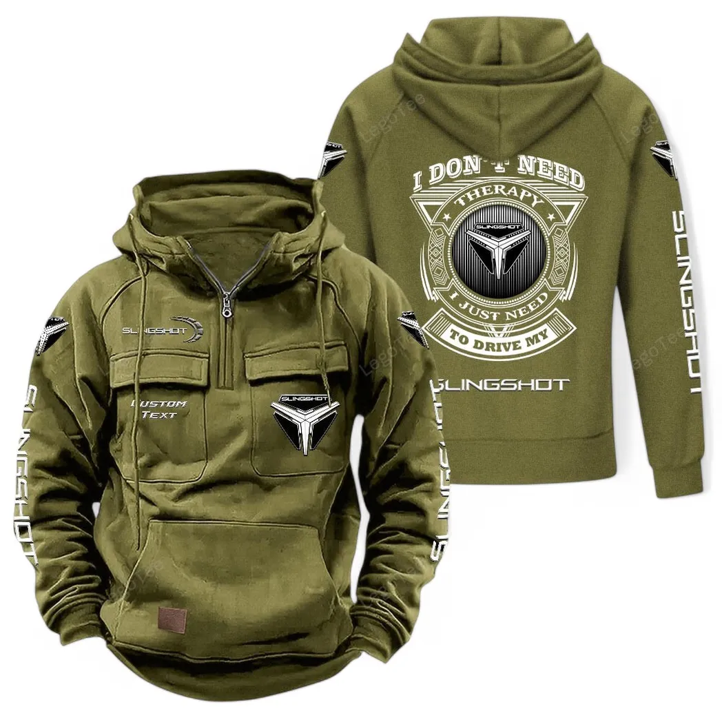 Polaris Slingshot Tactical Quarter Zip Hoodie CAR106021525065, Gifts For Men, Him, Husband, Boyfriend - Army Green