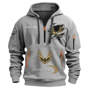 Pontiac Firebird Half Zip Hoodie CAR113021425844, Best Gift for Him, Husband, Boyfriend - Gray