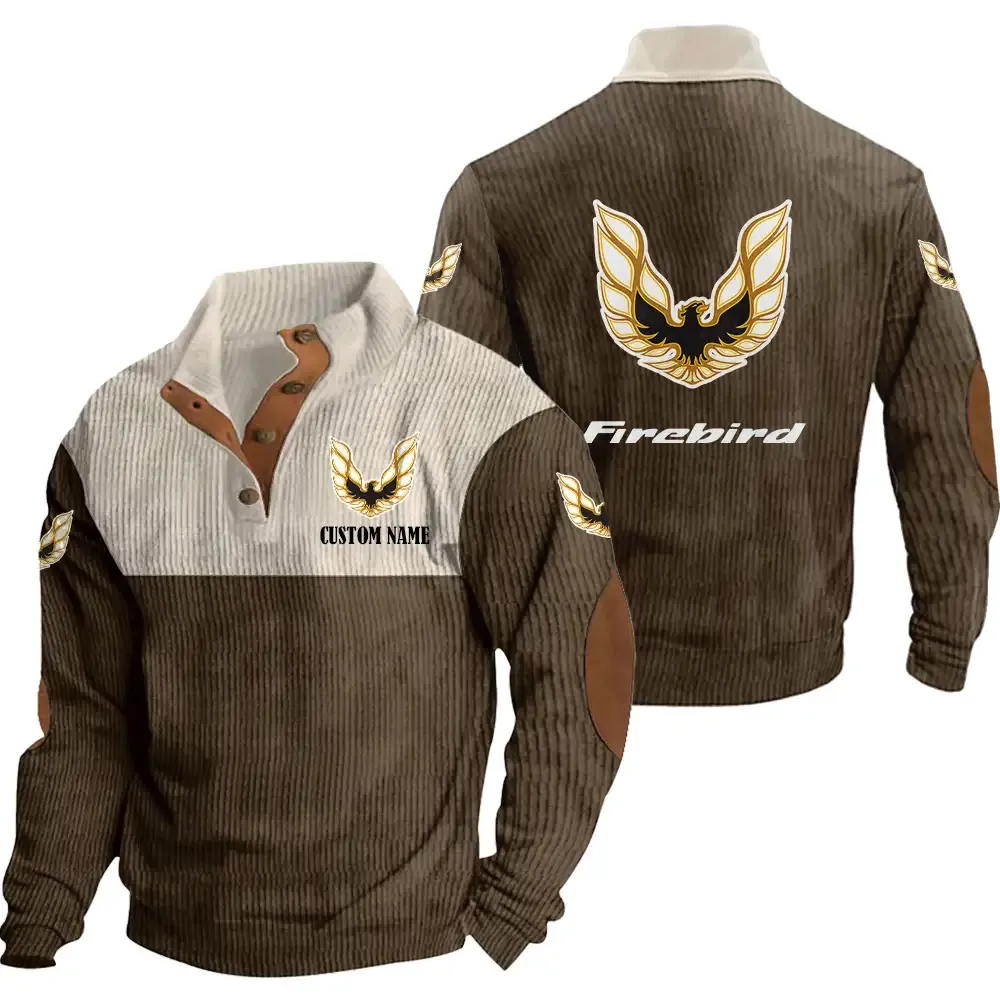 Pontiac Firebird Stand Up Collar Base Shirt CAR20012153, CAR All Over Print Stand Up Collar Base Shirt - Brown