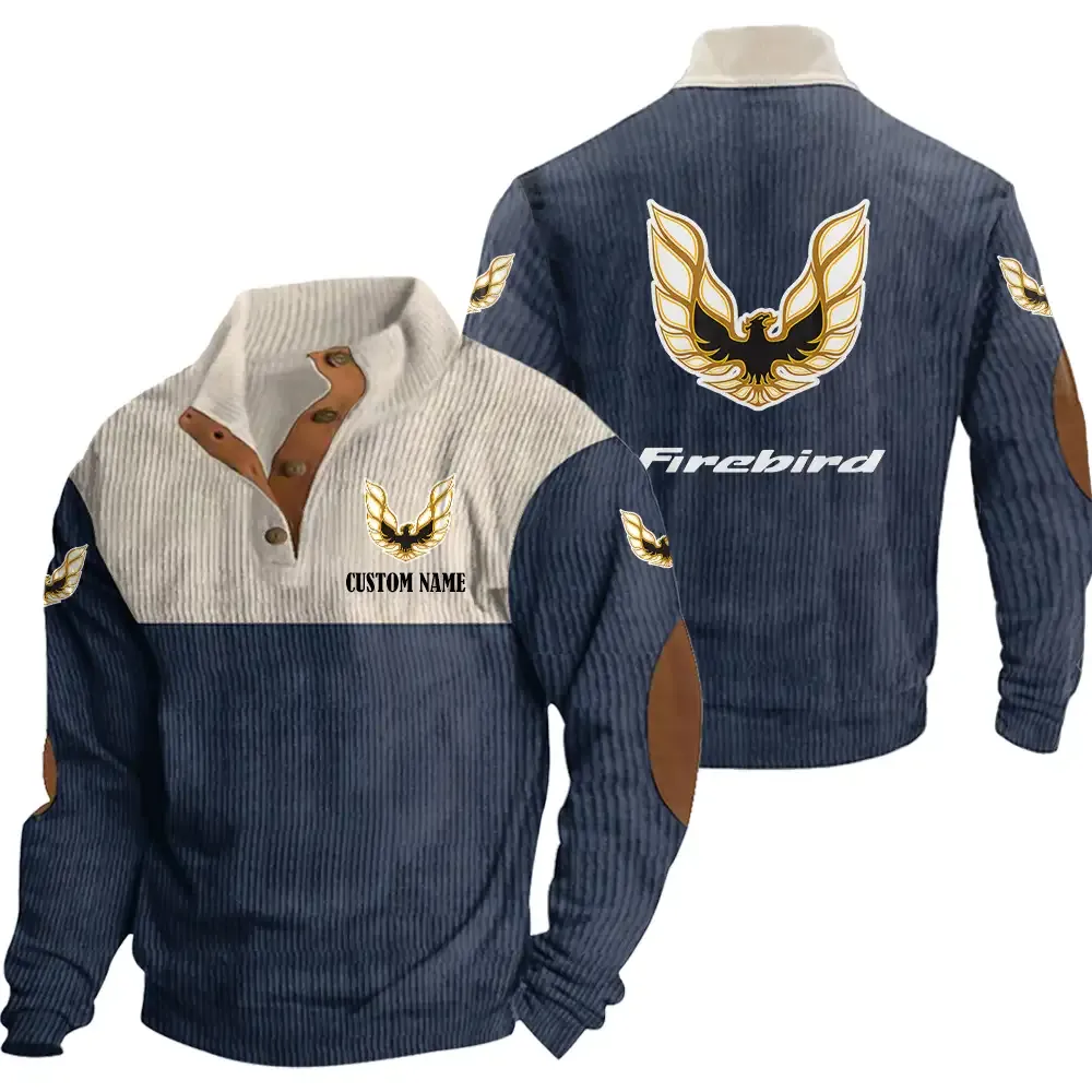 Pontiac Firebird Stand Up Collar Base Shirt CAR20012153, CAR All Over Print Stand Up Collar Base Shirt - Navy Blue