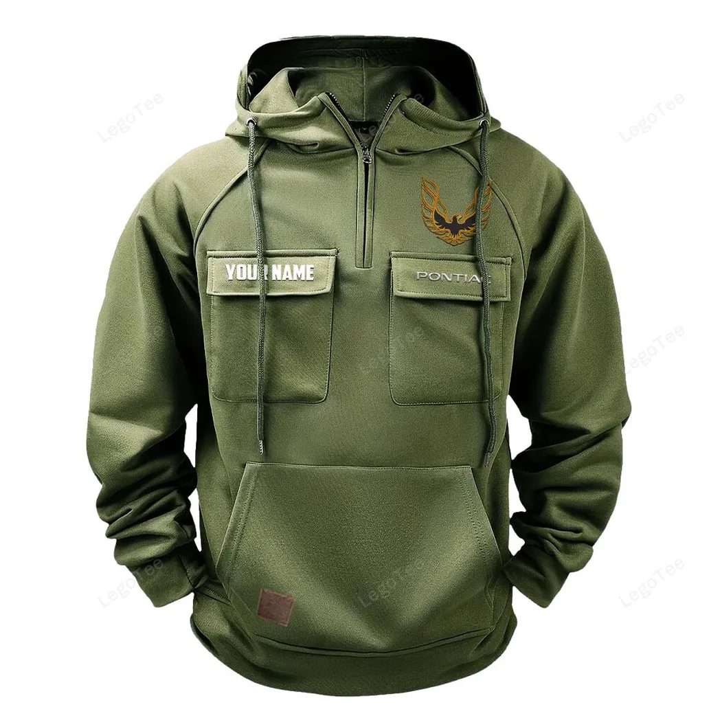 Pontiac Firebird Tactical Quarter Zip Hoodie, Gift For Pontiac Firebird Lovers, Gift For Him, Husband, Boyfriend - Army Green CAR109021425358-1