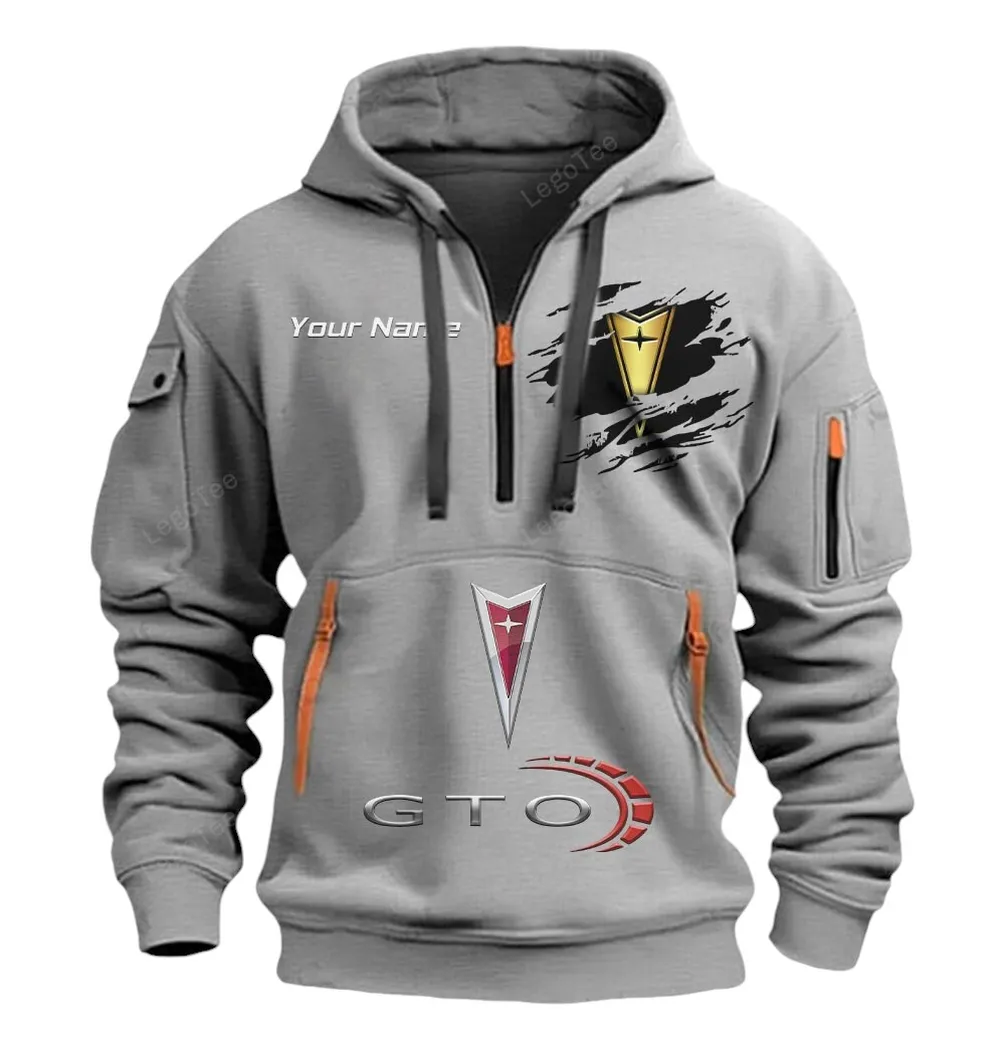 Pontiac GTO Half Zip Hoodie CAR113021425817, Best Gift for Him, Husband, Boyfriend - Gray