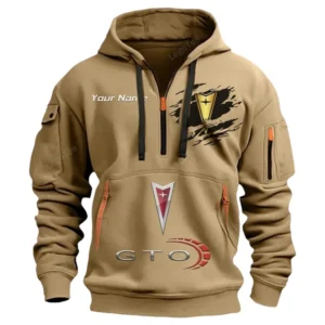 Pontiac GTO Half Zip Hoodie CAR113021425817, Best Gift for Him, Husband, Boyfriend - Khaki