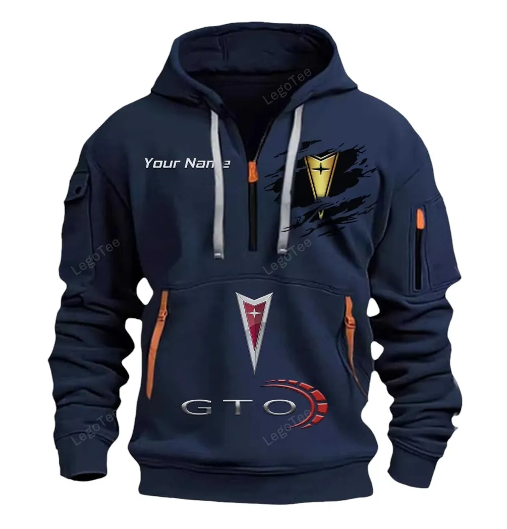 Pontiac GTO Half Zip Hoodie CAR113021425817, Best Gift for Him, Husband, Boyfriend - Navy