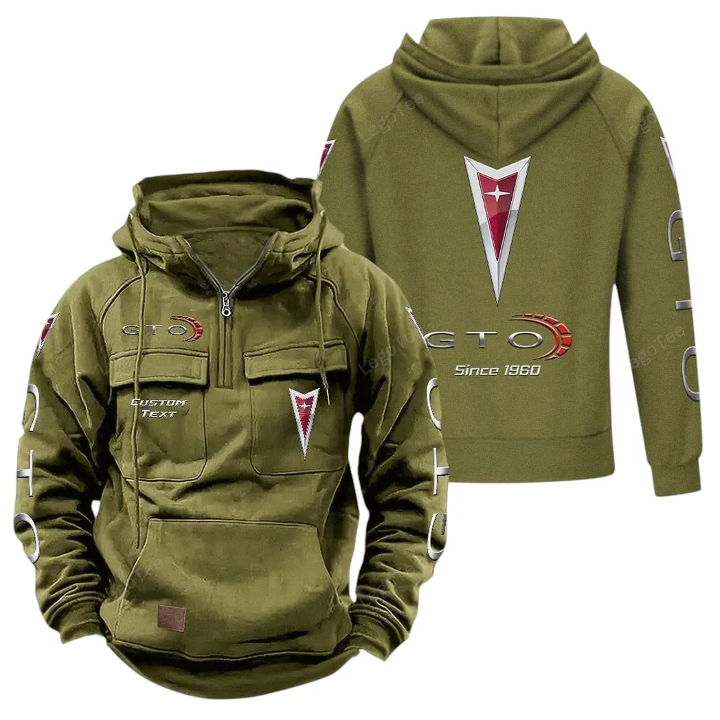 Pontiac GTO Tactical Quarter Zip Hoodie, Gift For Pontiac GTO Lovers, Gift For Him, Husband, Boyfriend - Army Green CAR96021425696-1