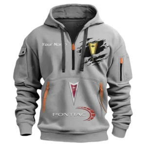 Pontiac Half Zip Hoodie CAR113021425848, Best Gift for Him, Husband, Boyfriend - Gray