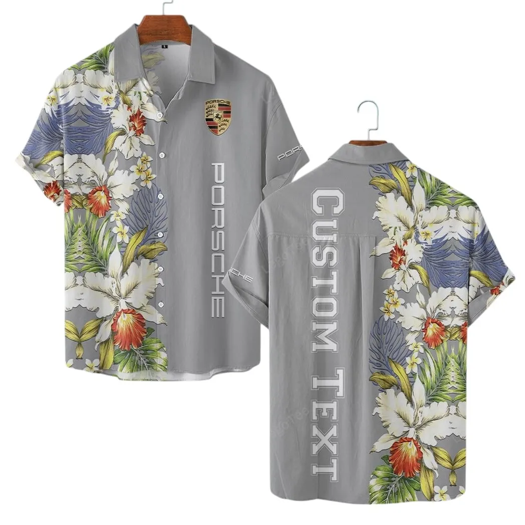 Porsche Hawaiian Shirt For Men, Gift For Porsche Lovers, Gift For Him, Husband, Boyfriend CAR1230304010 - Grey
