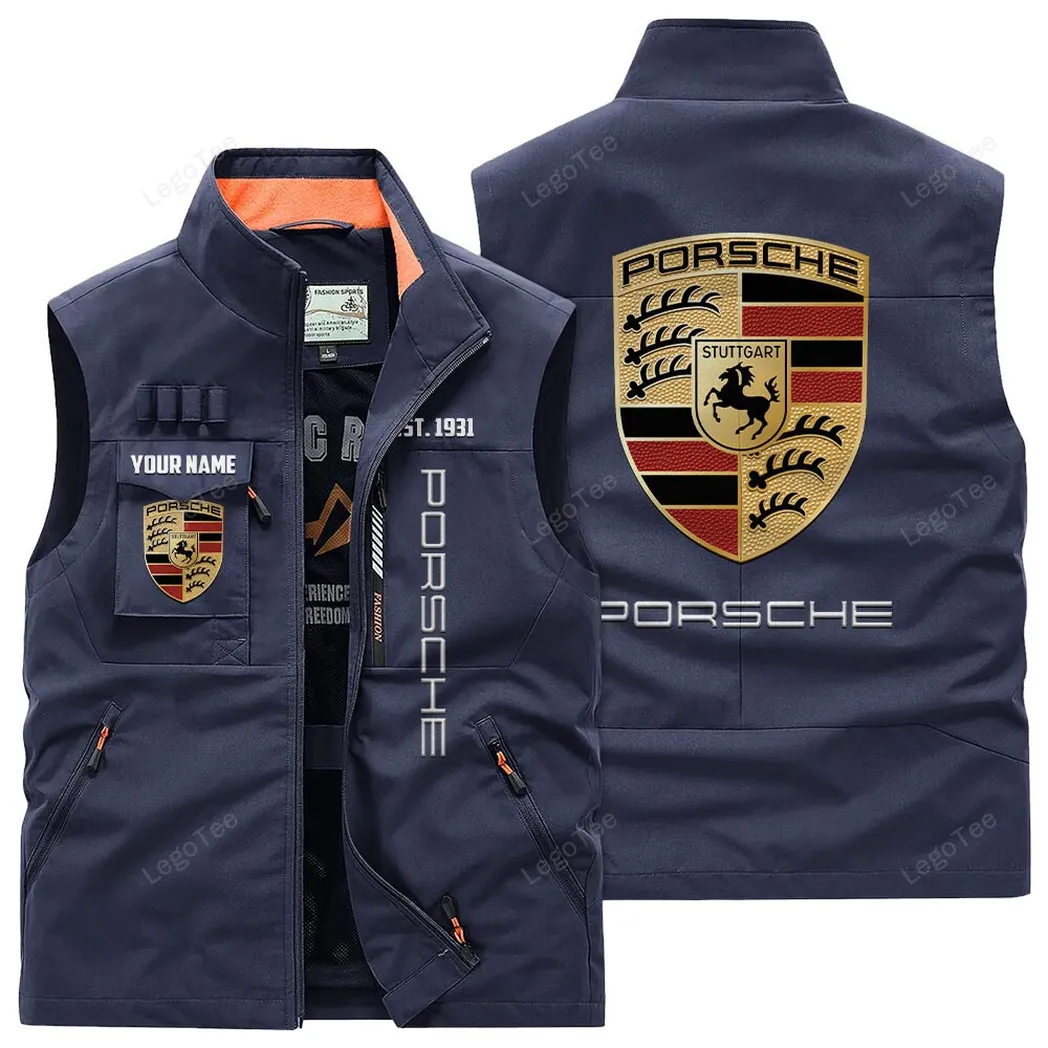 Porsche Outdoor Sleeveless Vest, Gift For Porsche Lovers, Gift For Him, Husband, Boyfriend - Navy CAR132021325889-5