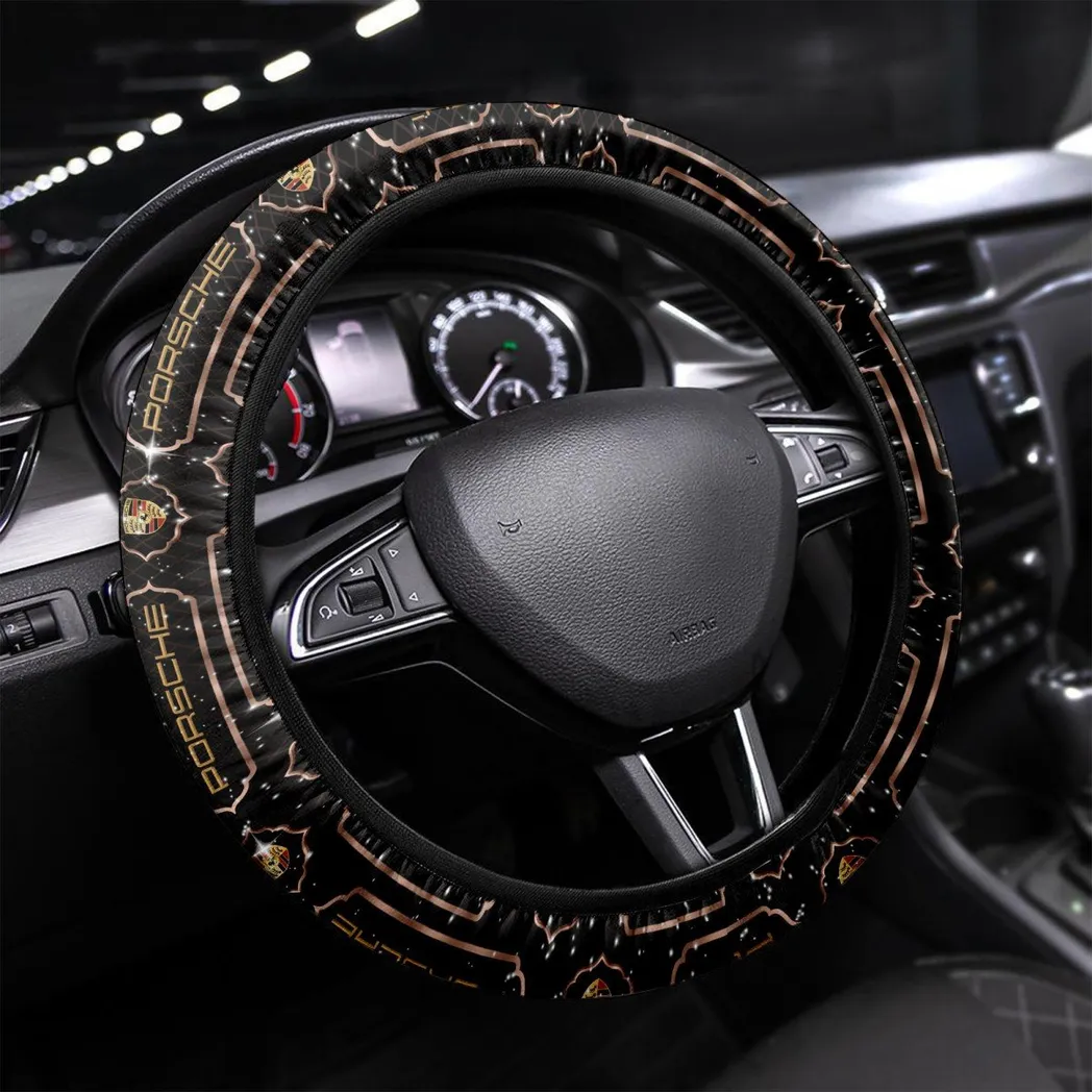 Porsche Steering Wheel Cover, Personalized Gifts For Him, Boyfriend, Husband - Brown CAR55021425234