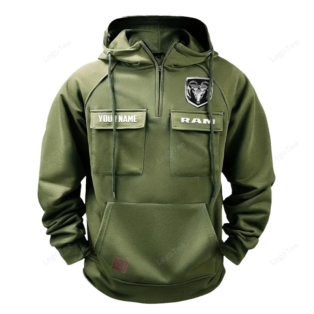 Ram Truck Tactical Quarter Zip Hoodie, Gift For Ram Truck Lovers, Gift For Him, Husband, Boyfriend - Army Green CAR109021425340-1
