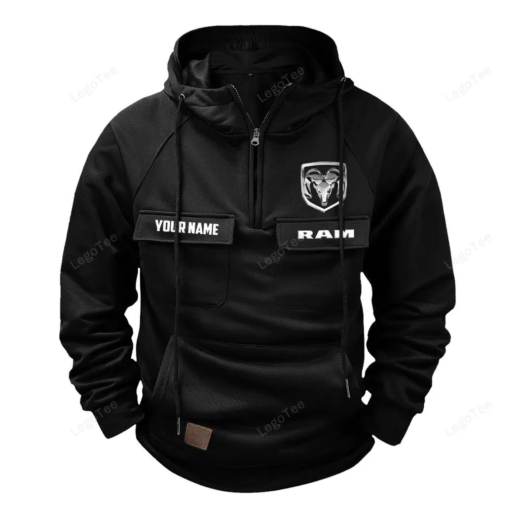 Ram Truck Tactical Quarter Zip Hoodie, Gift For Ram Truck Lovers, Gift For Him, Husband, Boyfriend - Black CAR109021425340-2