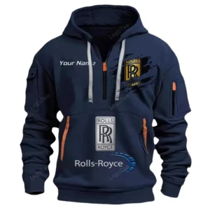 Rolls Royce Half Zip Hoodie CAR113021425799, Best Gift for Him, Husband, Boyfriend - Navy