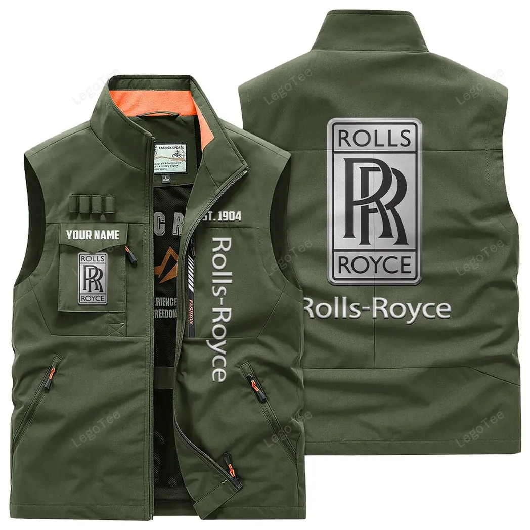 Rolls Royce Outdoor Sleeveless Vest, Gift For Rolls Royce Lovers, Gift For Him, Husband, Boyfriend - Army Green CAR132021325940-1