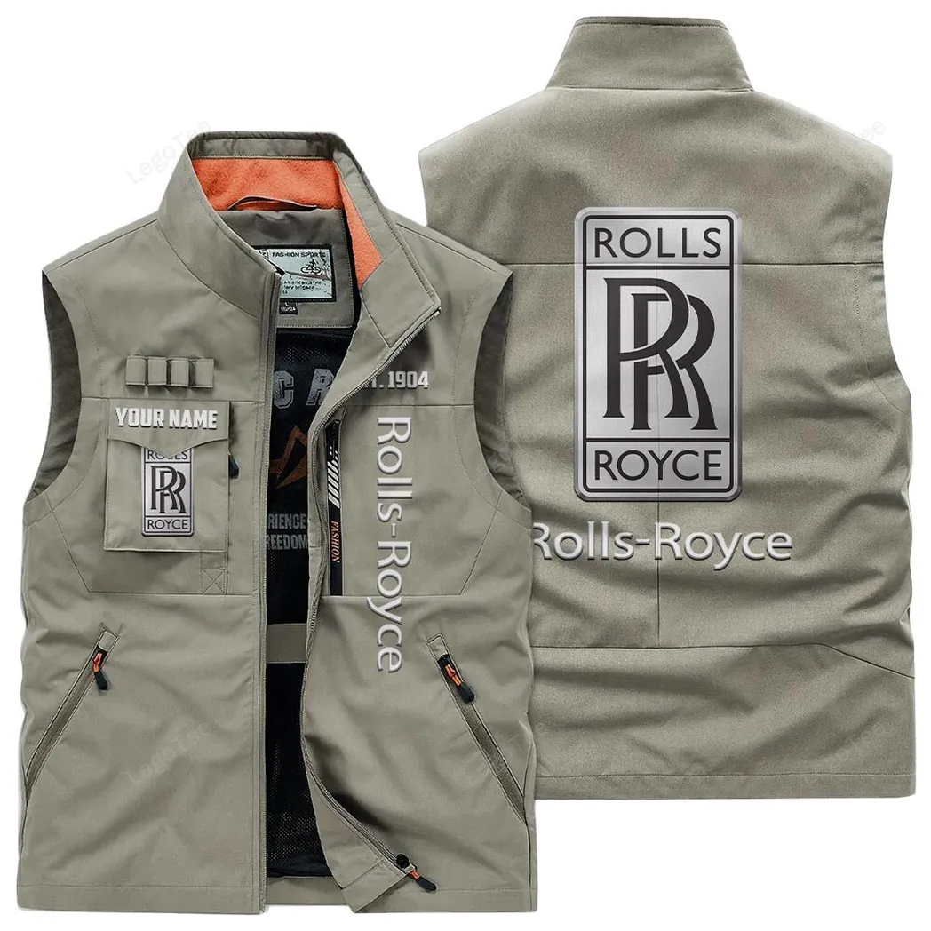 Rolls Royce Outdoor Sleeveless Vest, Gift For Rolls Royce Lovers, Gift For Him, Husband, Boyfriend - Khaki CAR132021325940-4