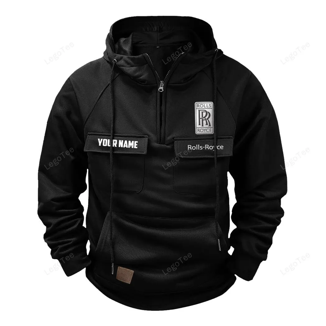 Rolls Royce Tactical Quarter Zip Hoodie, Gift For Rolls Royce Lovers, Gift For Him, Husband, Boyfriend - Black CAR109021425365-2