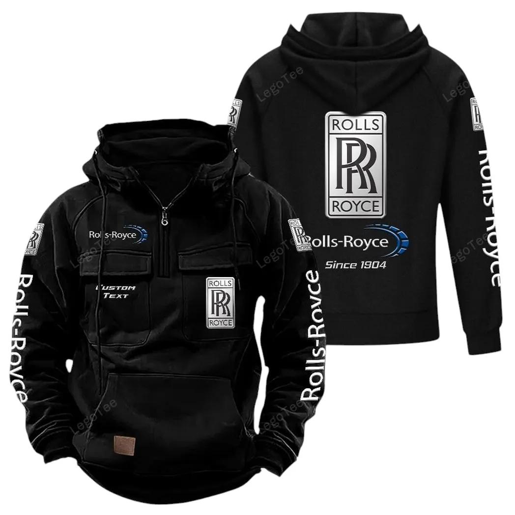 Rolls Royce Tactical Quarter Zip Hoodie, Gift For Rolls Royce Lovers, Gift For Him, Husband, Boyfriend - Black CAR96021425745-2