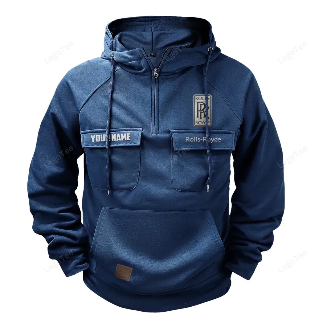 Rolls Royce Tactical Quarter Zip Hoodie, Gift For Rolls Royce Lovers, Gift For Him, Husband, Boyfriend - Dark Blue CAR109021425365-3