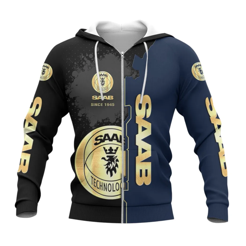 Saab Automobile Zipper Hoodie, Gift For Saab Automobile Lovers, Gift For Him, Husband, Boyfriend CAR44021725080-3