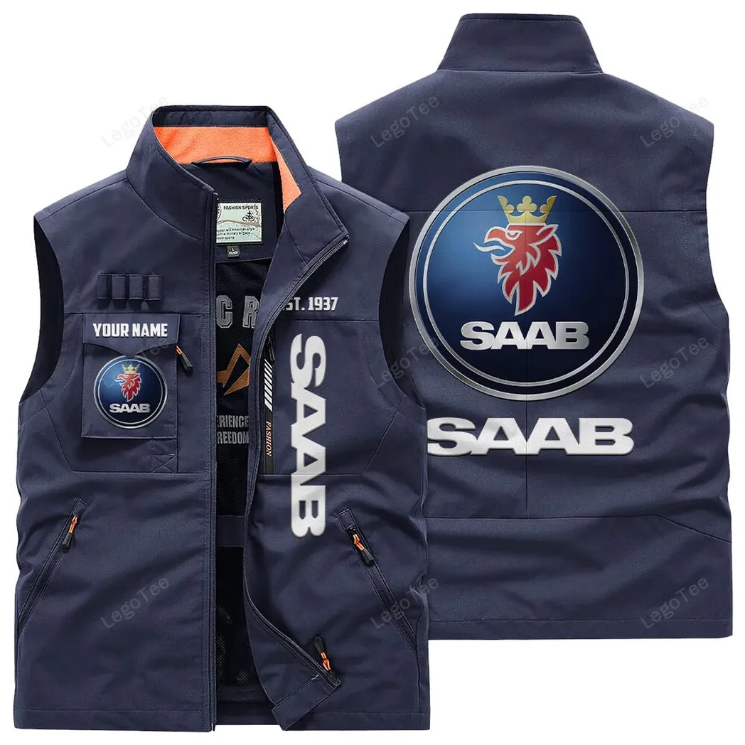 Saab Outdoor Sleeveless Vest, Gift For Saab Lovers, Gift For Him, Husband, Boyfriend - Navy CAR132021325965-5