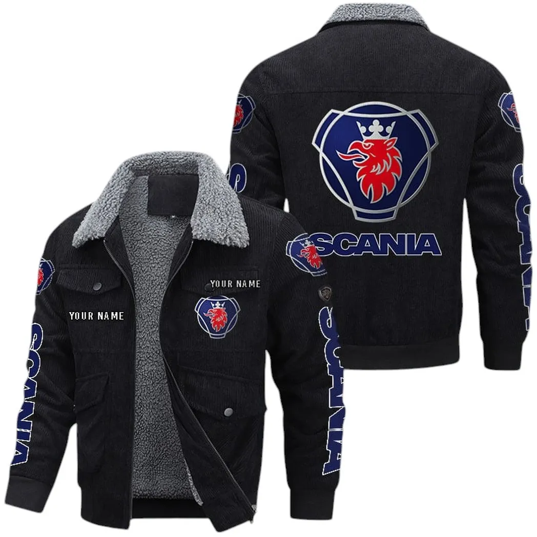 Scania Corduroy Jacket For Men, Gift For Scania Lovers CAR149022225895 - Black