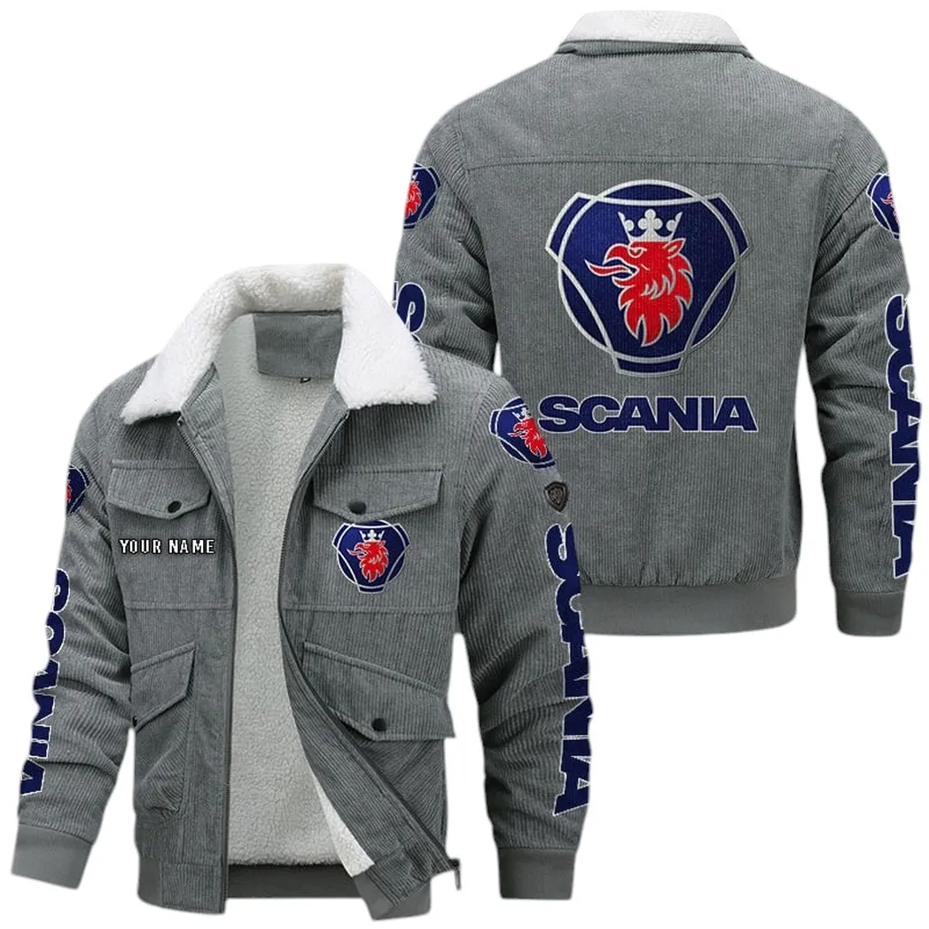 Scania Corduroy Jacket For Men, Gift For Scania Lovers CAR149022225895 - Gray
