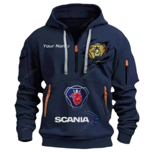Scania Half Zip Hoodie CAR113021425836, Best Gift for Him, Husband, Boyfriend - Navy