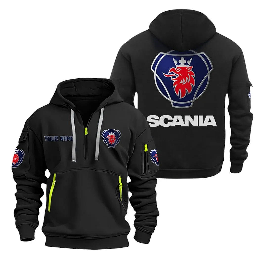 Scania Half Zip Hoodie For Men, Gift For Scania Lovers CAR20022125693 - Black