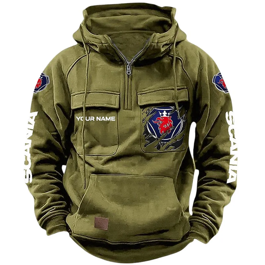 Scania Hoodie Tactical Quarter Zip, Gift For Scania Lovers CAR164022425174 - Army Green