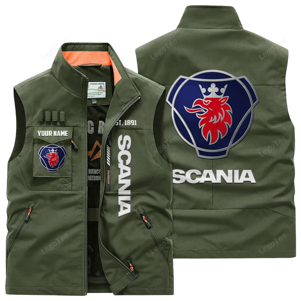 Scania Outdoor Sleeveless Vest, Gift For Scania Lovers, Gift For Him, Husband, Boyfriend - Army Green CAR132021325914-1